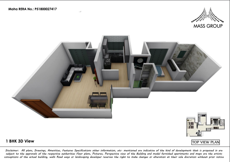 1 BHK 3D View